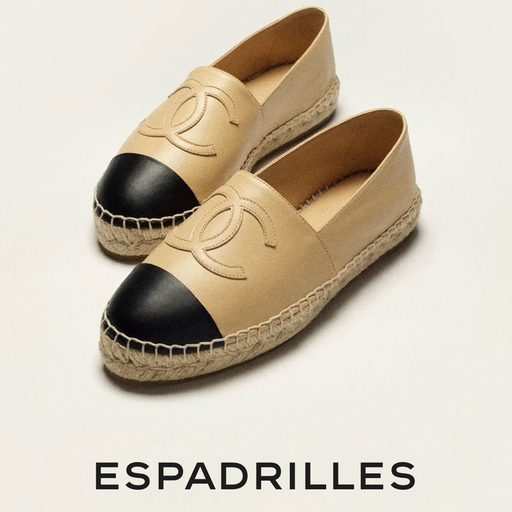 Chanel Beige and Black Espadrilles